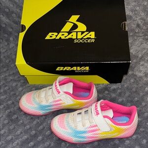 Brava Kids' Rainbow Tie-Dye cleats- Pink/Blue/Yellow